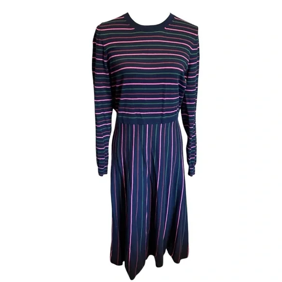 BODEN - Maria Knitted Midi Dress Navy And Pink - Picture 3 of 7